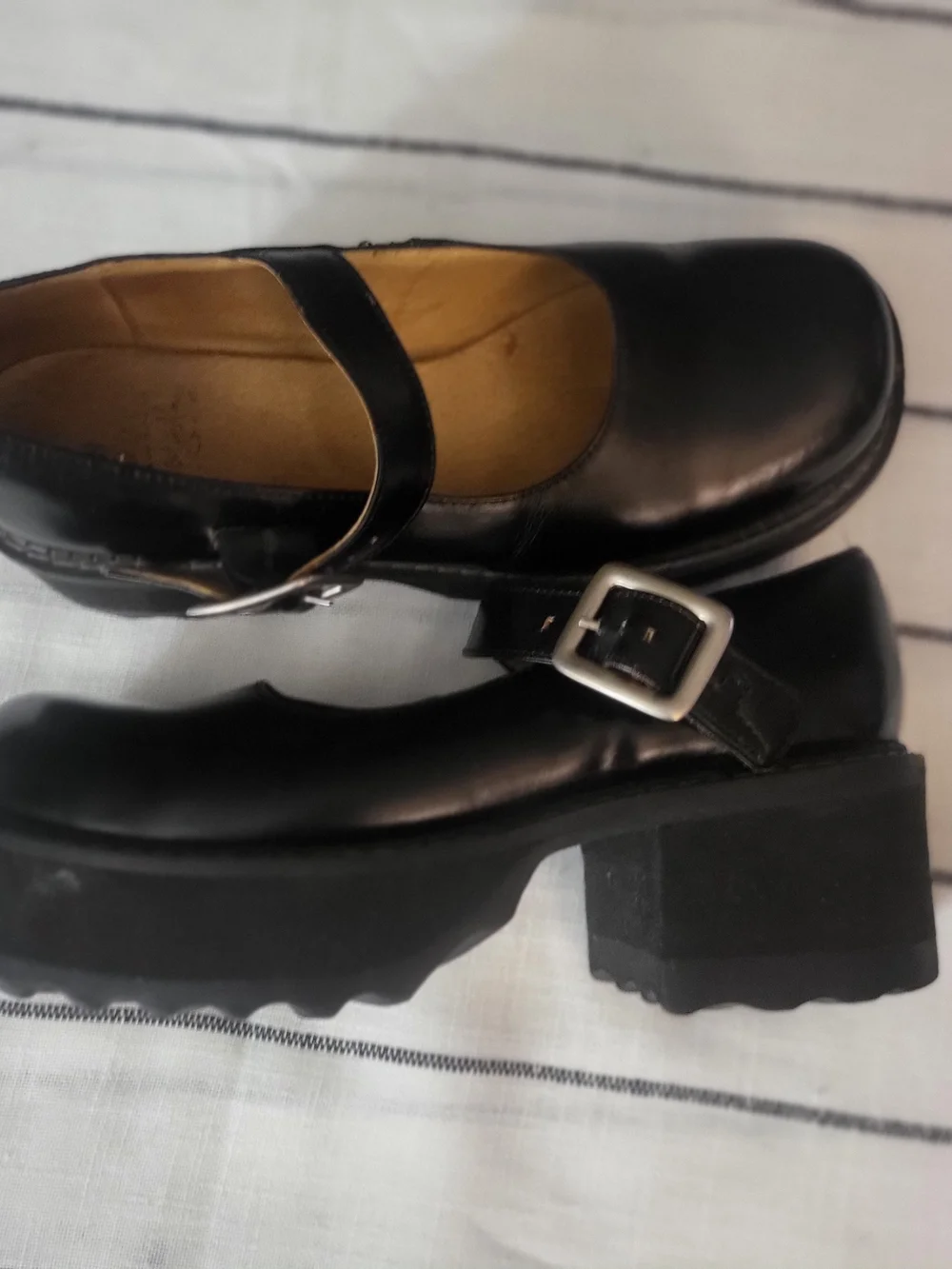 Vintage 90's John Fluevog Black Mary Jane Platform Shoes